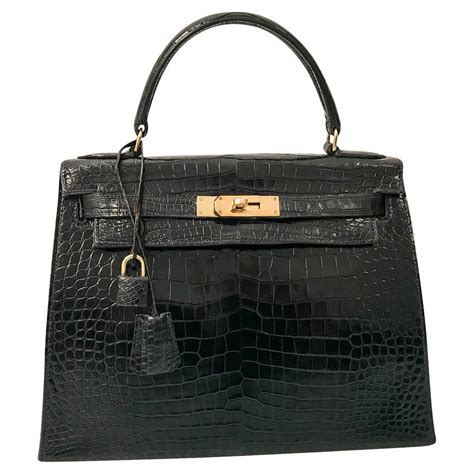 borsa coccodrillo hermes vintage placca chiusura|hermes kelly coccodrillo.